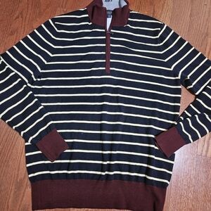Brooks Brothers Black and Brown Zip Up Sweater